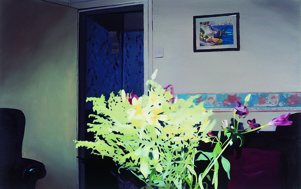 Janice McNab, Eastenders, ‘Pat’s Living Room’ (2002), 95x150cm, oil on board