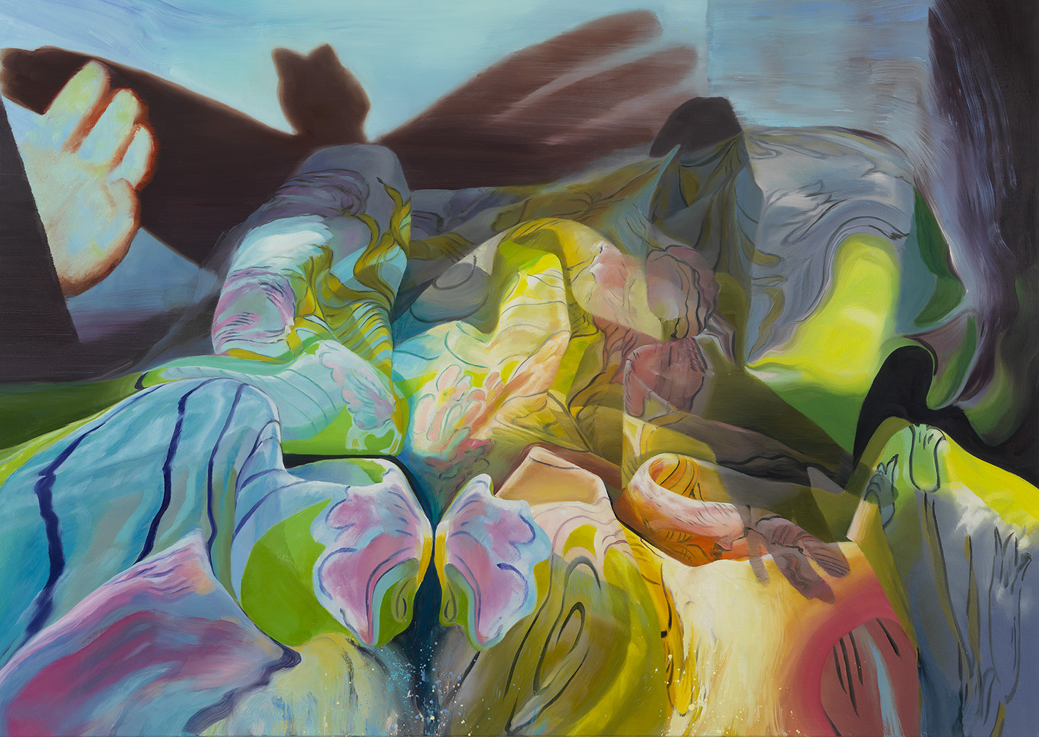 Janice McNab, The Shadow of Birds (2023), 120x165cm, oil on linen