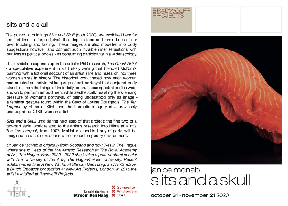 Invitation ‘Slits and Skull’, Bradwolff Projects, Amsterdam (2020)