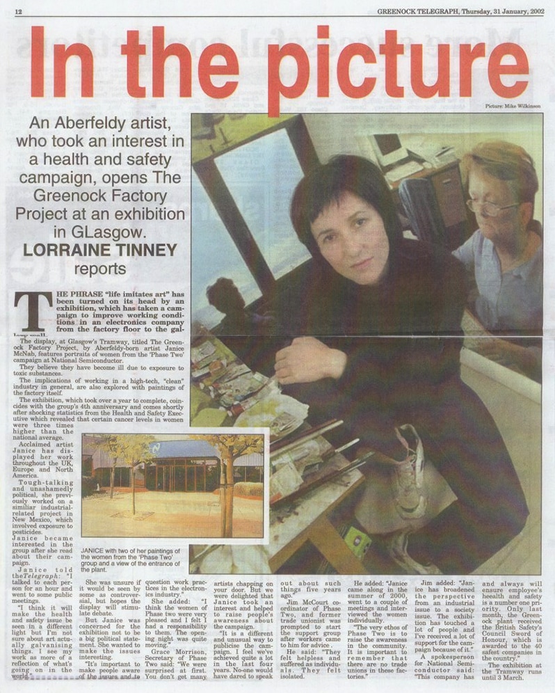 ‘In the picture’ by Lorraine Tinney. Review published in ‘Greenock Telegraph’ (2002).