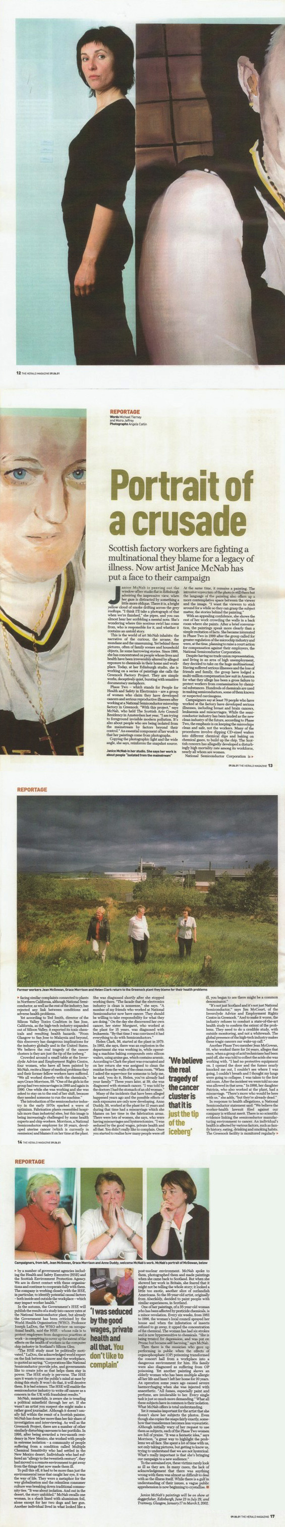 ‘The Isolation Paintings’ by Michael Tierney and Moira Jeffrey. Profile published in ‘Glasgow Herald’, (2001).