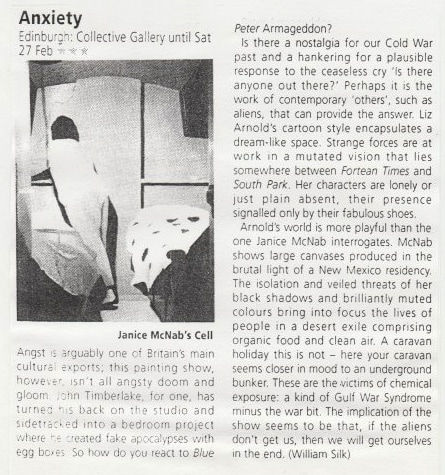 ‘Anxiety’ by Iain Gale (2005). Review published in ‘The List’, (1999).