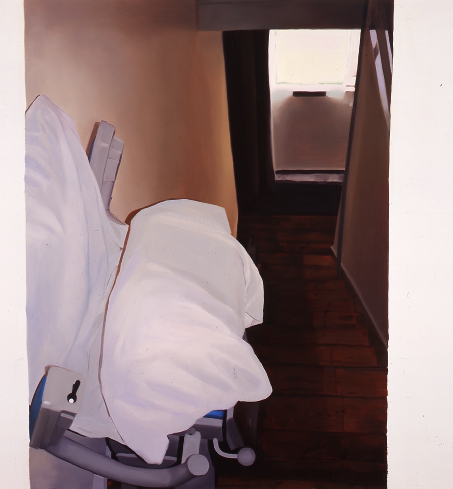 Janice McNab, The Isolation Paintings, ‘Chairlift’ (2000), 122x145cm, oil on board