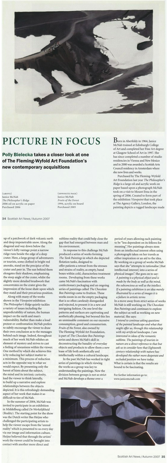 ‘Picture in Focus’ by Polly Bielecka (2007). Review published in ‘Scottish Art News’.